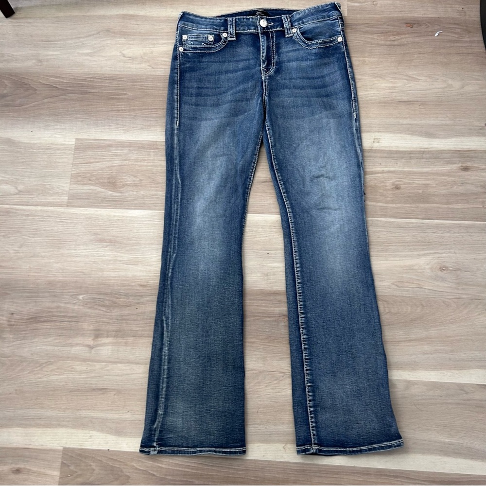 Vintage Y2K True Religion Becca Bootcut Blue Jeans size 32 denim zip front